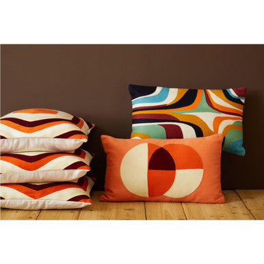 Orsina Ozella Multicolour Rectangular Lumbar Cushion – Orange & Ivory