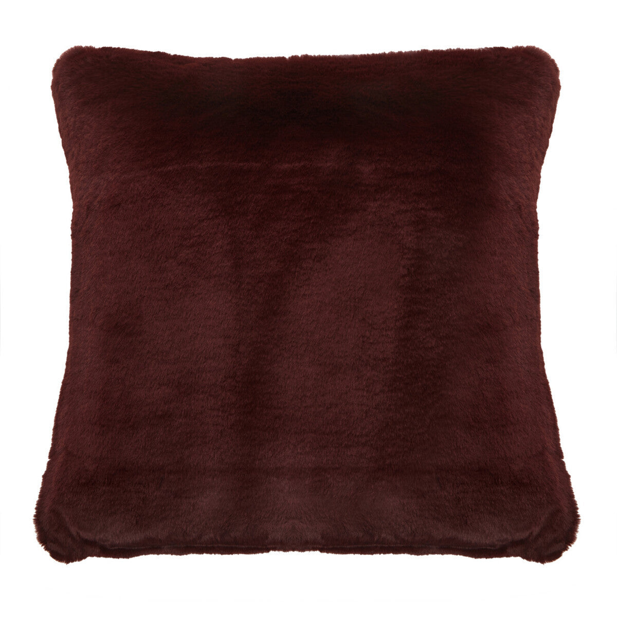 Orsina Bosie Lamina Red Wine Faux Fur Square Cushion with Feather Pad