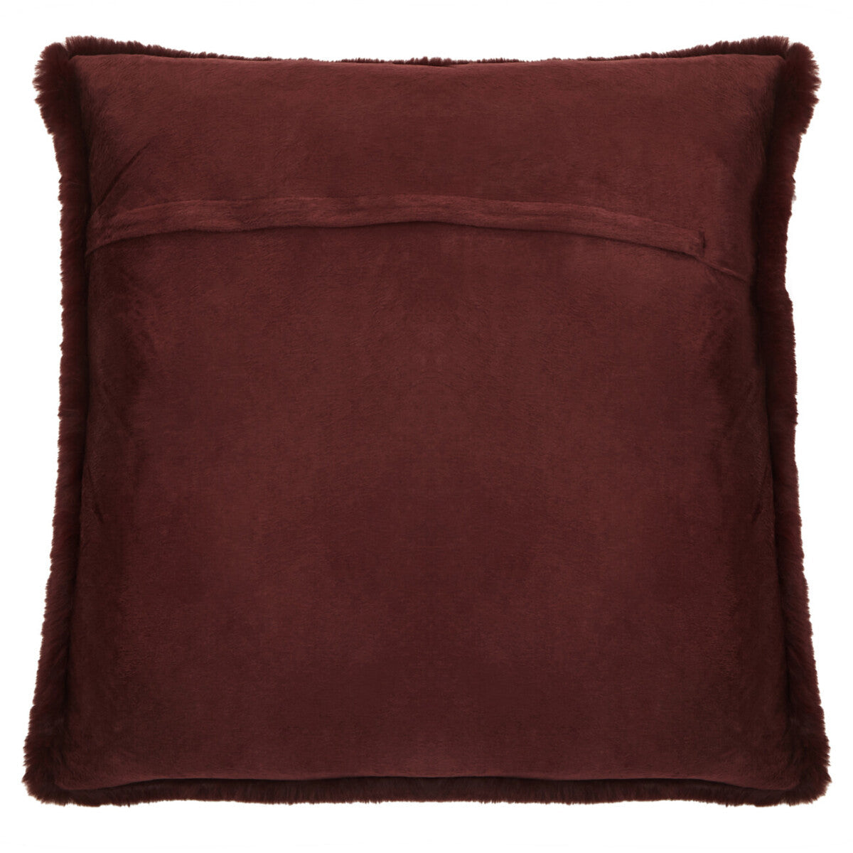 Orsina Bosie Lamina Red Wine Faux Fur Square Cushion with Feather Pad