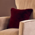 Orsina Bosie Lamina Red Wine Faux Fur Square Cushion with Feather Pad