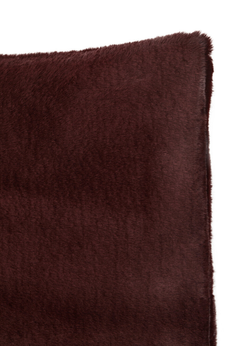 Orsina Bosie Lamina Red Wine Faux Fur Square Cushion with Feather Pad