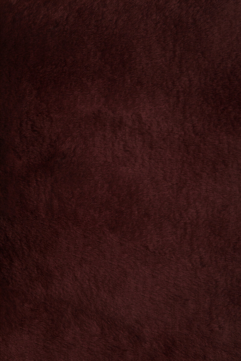 Orsina Bosie Lamina Red Wine Faux Fur Square Cushion with Feather Pad