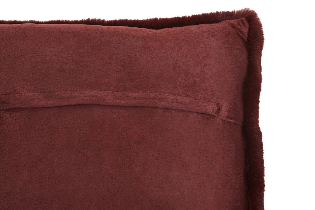 Orsina Bosie Lamina Red Wine Faux Fur Square Cushion with Feather Pad