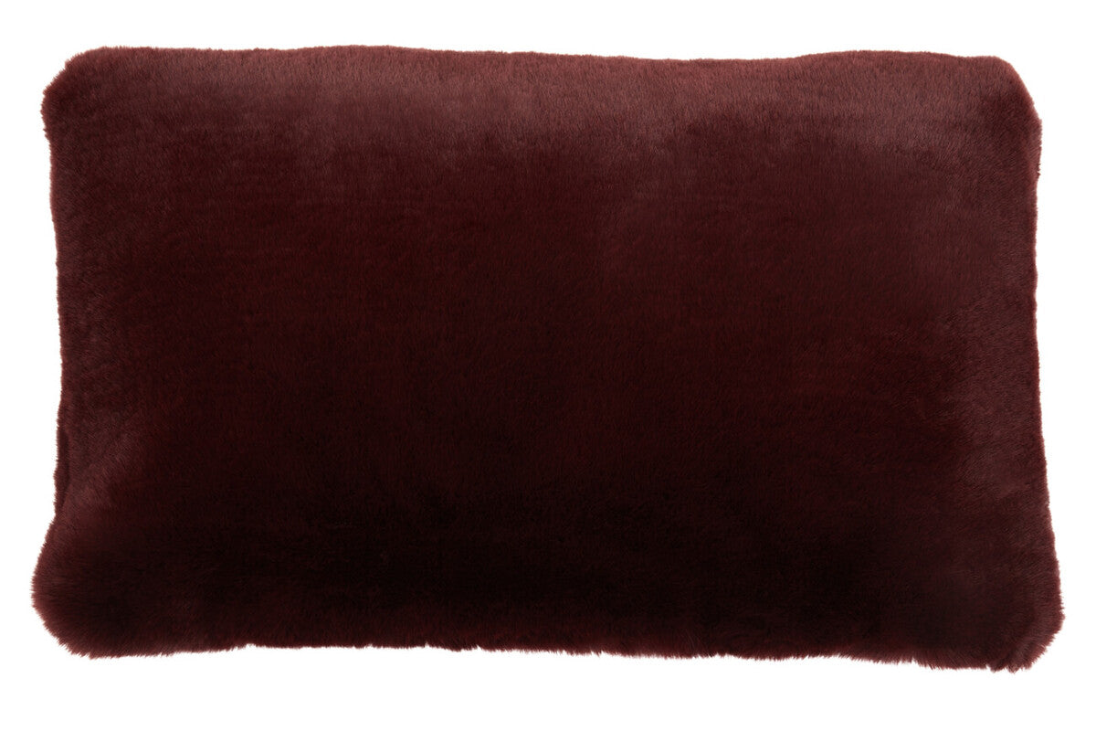 Orsina Bosie Lamina Red Wine Faux Fur Rectangular Lumbar Cushion