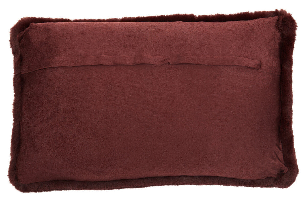 Orsina Bosie Lamina Red Wine Faux Fur Rectangular Lumbar Cushion