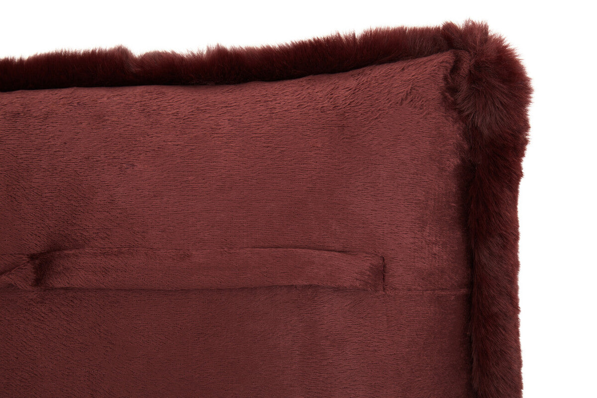 Orsina Bosie Lamina Red Wine Faux Fur Rectangular Lumbar Cushion