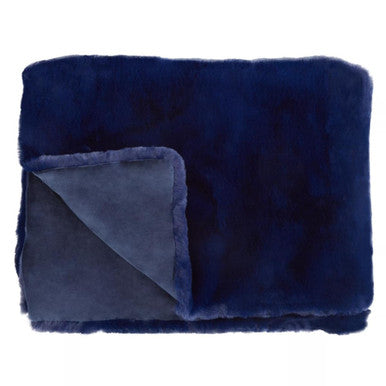 Orsina Lamina Navy Blue Throw – Luxury Faux Fur Soft Plush Blanket