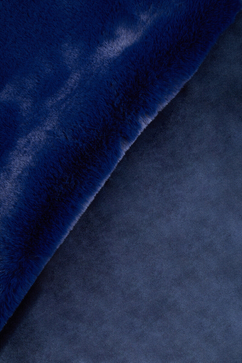 Orsina Lamina Navy Blue Throw – Luxury Faux Fur Soft Plush Blanket
