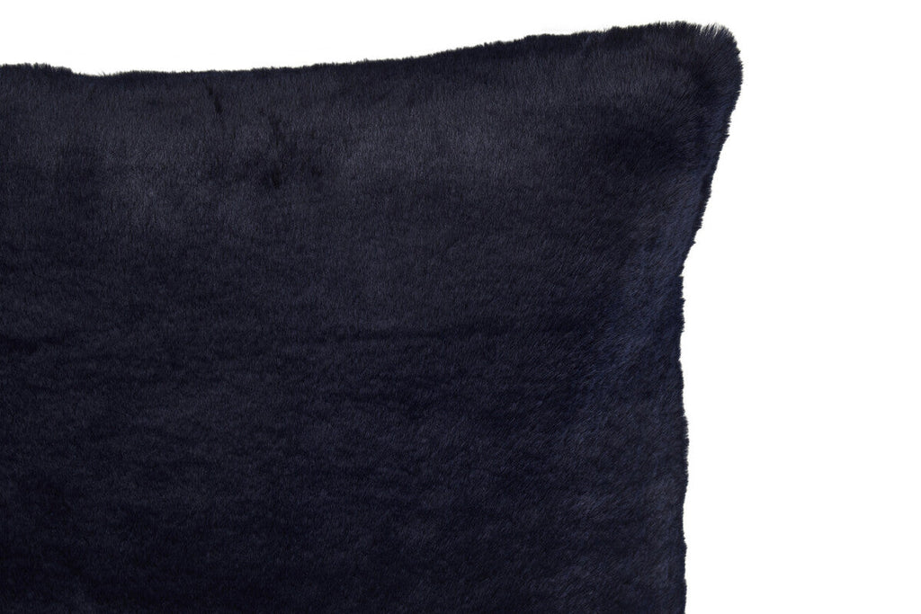 Orsina Lamina Navy Blue Square Cushion – Plush Faux Fur Pillow