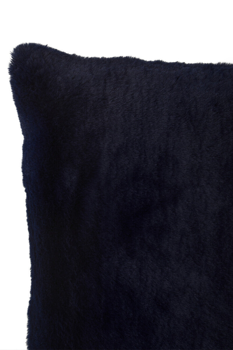 Orsina Lamina Navy Blue Square Cushion – Plush Faux Fur Pillow