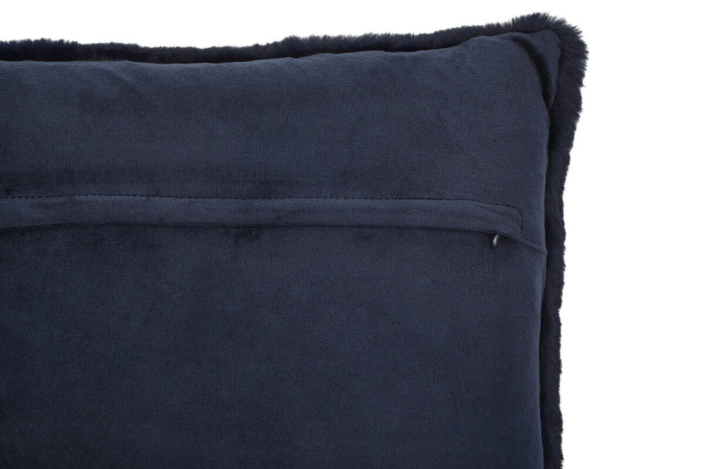 Orsina Lamina Navy Blue Square Cushion – Plush Faux Fur Pillow