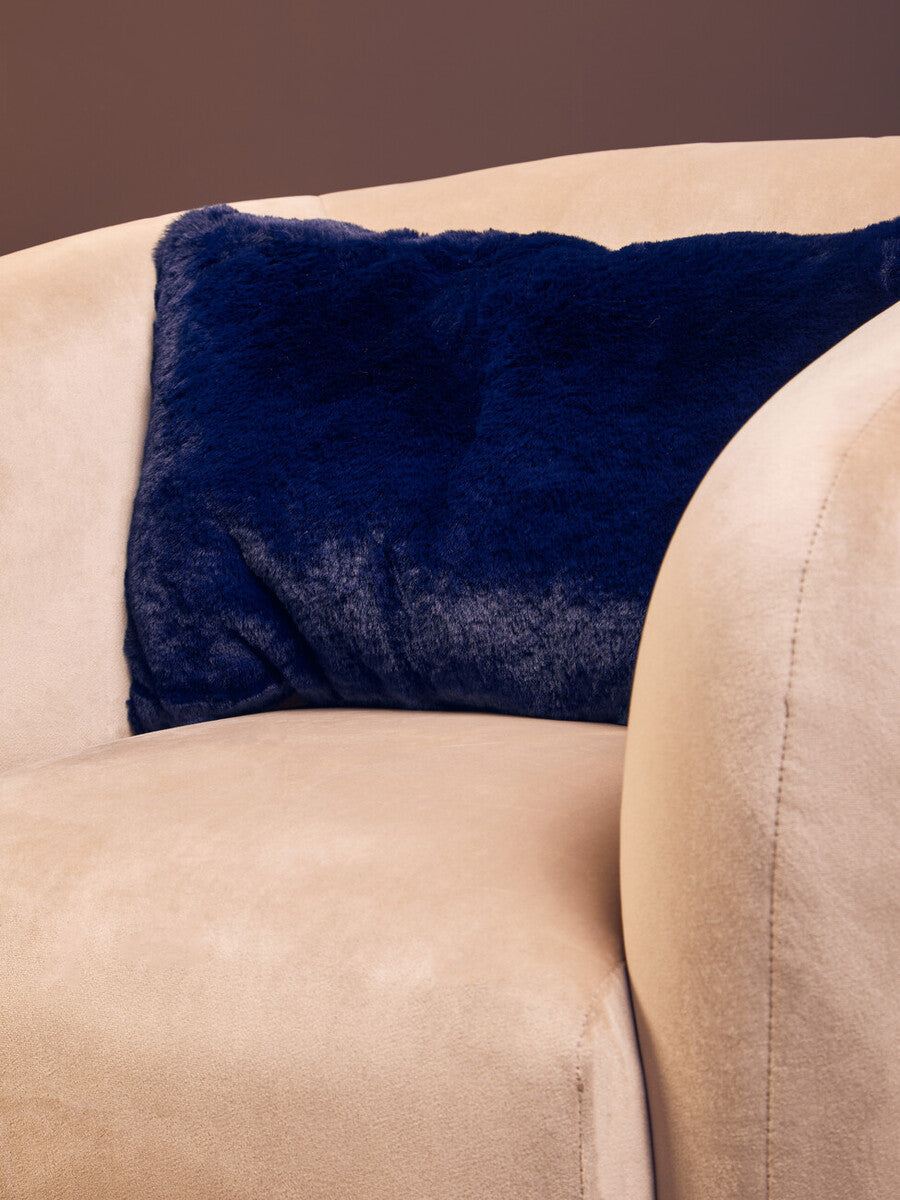 Orsina Bosie Lamina Navy Blue Faux Fur Rectangular Lumbar Cushion