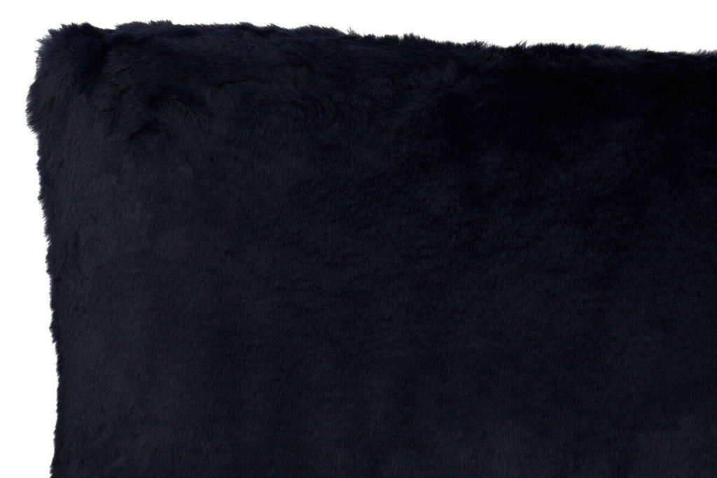 Orsina Bosie Lamina Navy Blue Faux Fur Rectangular Lumbar Cushion