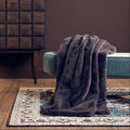 Orsina Lamina Grey Faux Fur Throw – Luxury Plush Soft Blanket