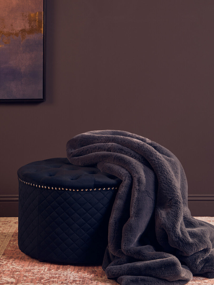 Orsina Lamina Grey Faux Fur Throw – Luxury Plush Soft Blanket