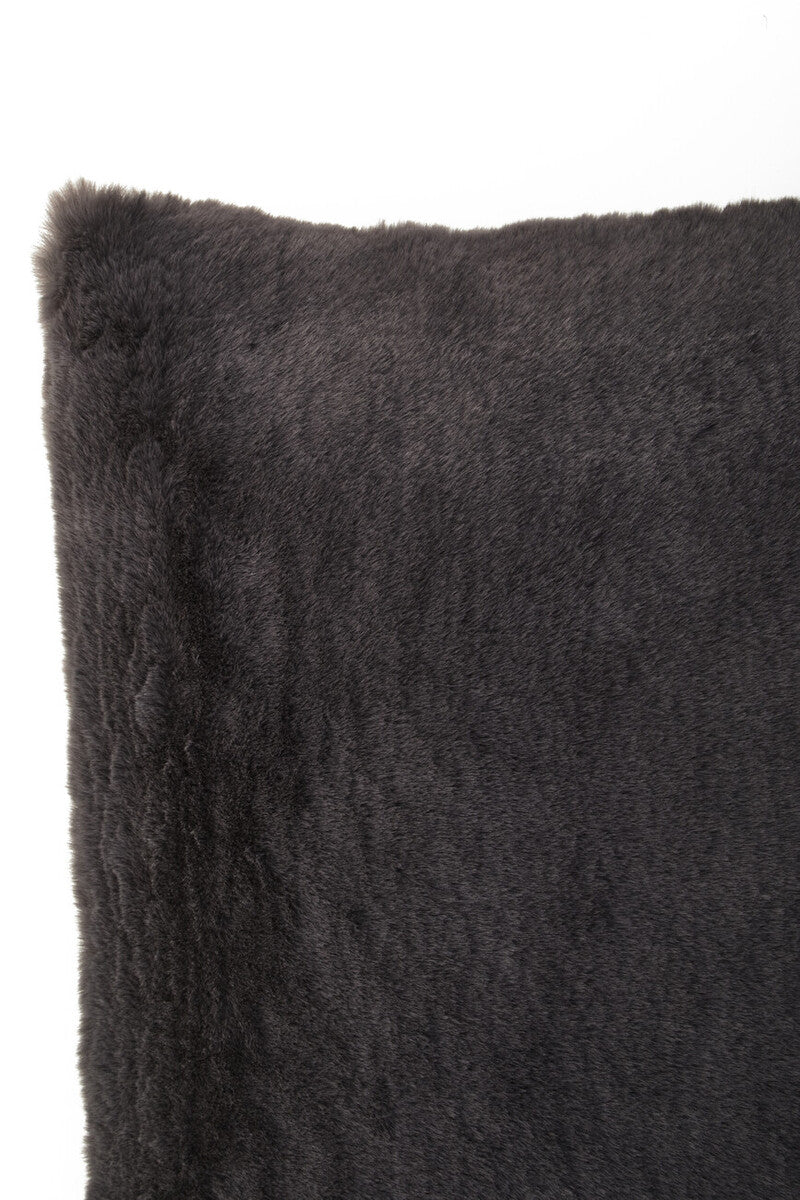 Orsina Lamina Grey Square Faux Fur Cushion – Plush Decorative Pillow