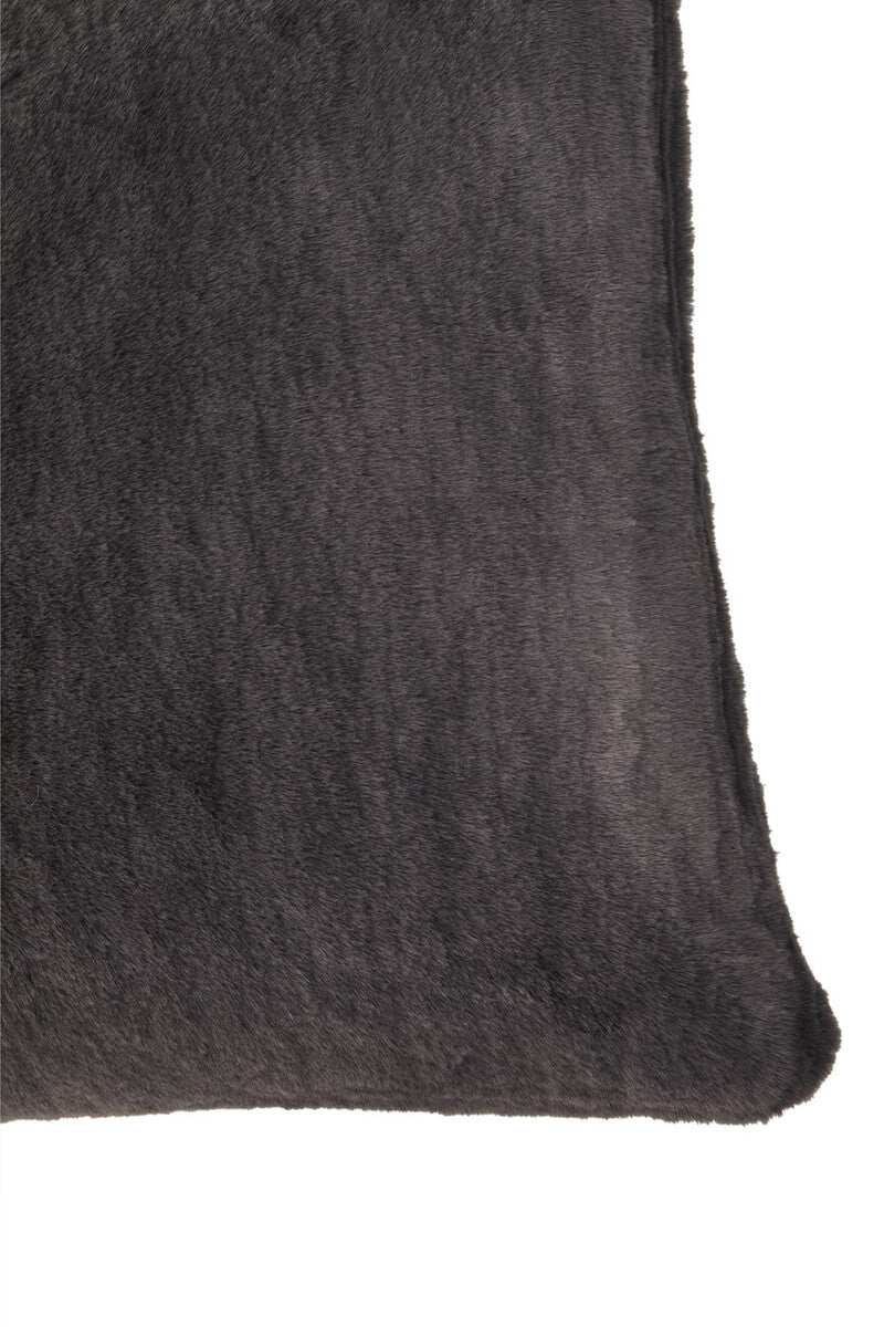 Orsina Lamina Grey Square Faux Fur Cushion – Plush Decorative Pillow