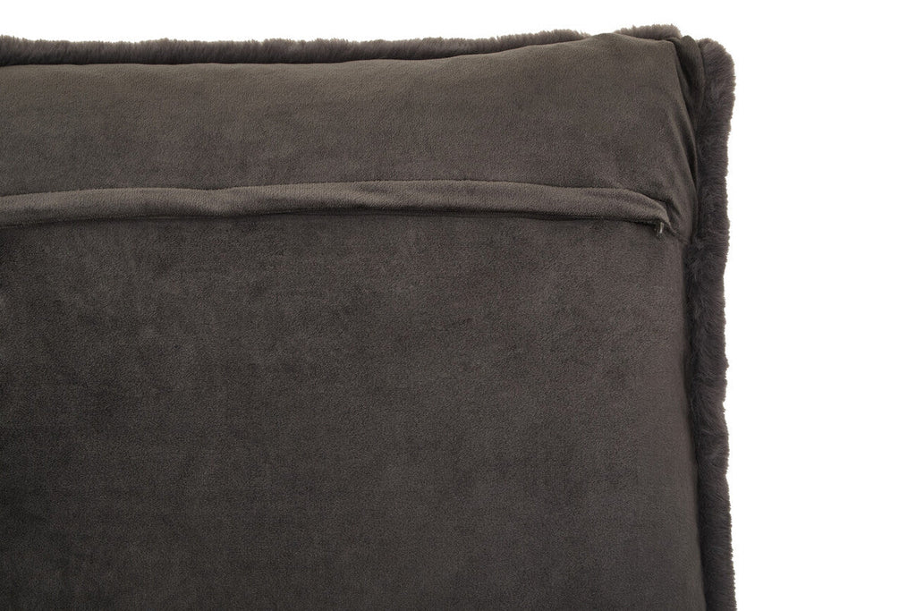 Orsina Lamina Grey Square Faux Fur Cushion – Plush Decorative Pillow
