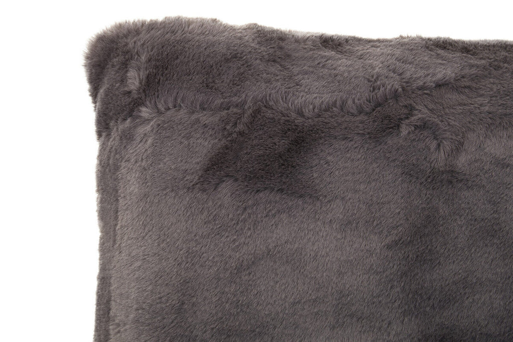 Orsina Lamina Grey Faux Fur Rectangular Cushion | Plush Lumbar Pillow