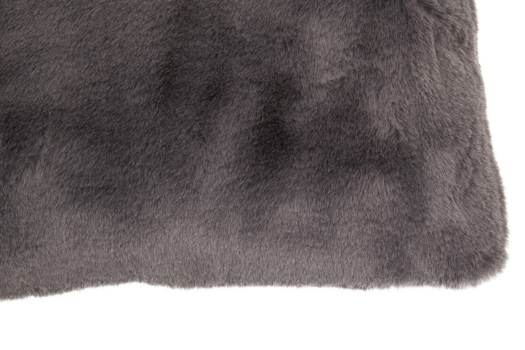 Orsina Lamina Grey Faux Fur Rectangular Cushion | Plush Lumbar Pillow