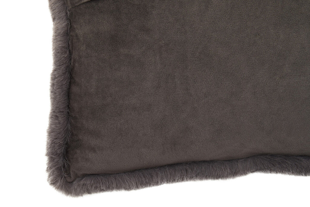 Orsina Lamina Grey Faux Fur Rectangular Cushion | Plush Lumbar Pillow