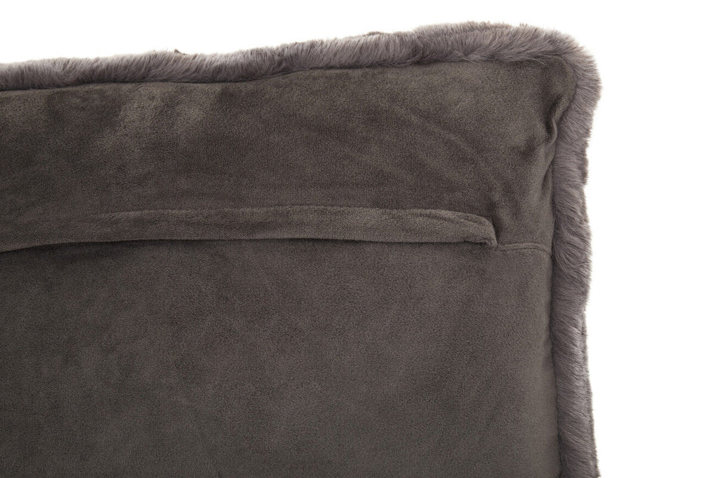 Orsina Lamina Grey Faux Fur Rectangular Cushion | Plush Lumbar Pillow