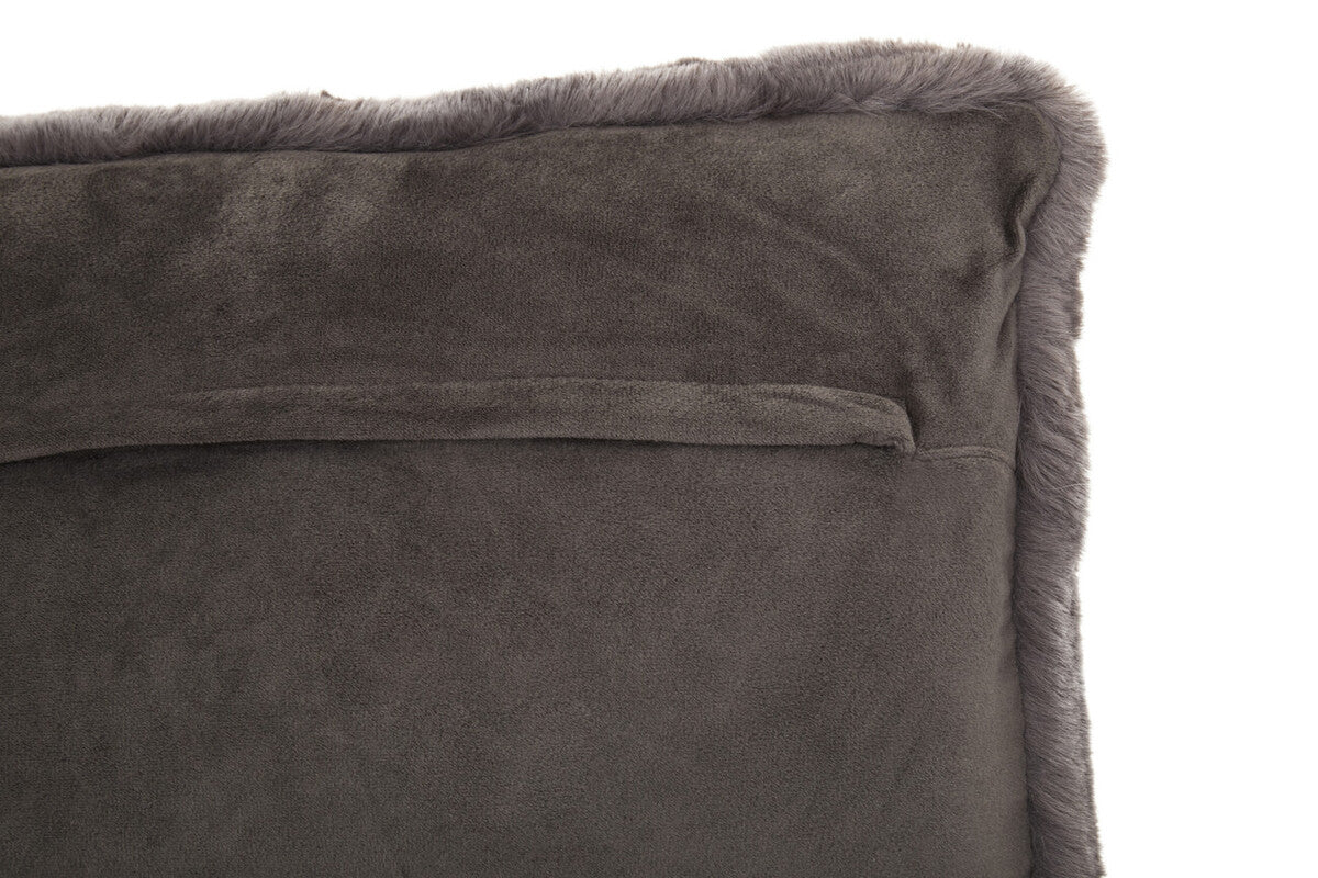 Orsina Lamina Grey Faux Fur Rectangular Cushion | Plush Lumbar Pillow