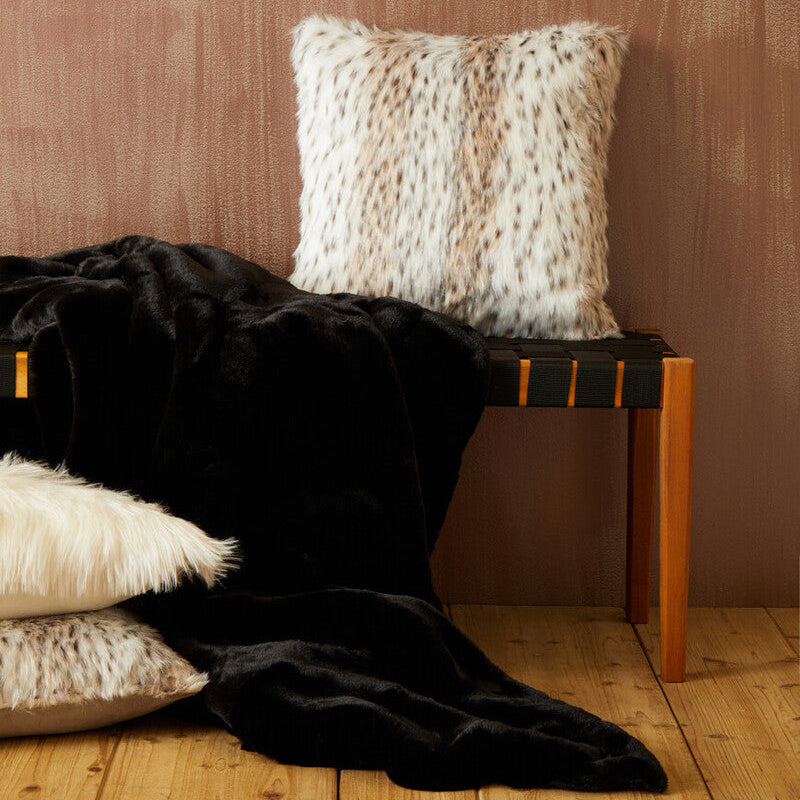Orsina Lamina Black Faux Fur Throw – Luxury Soft Bed & Sofa Blanket