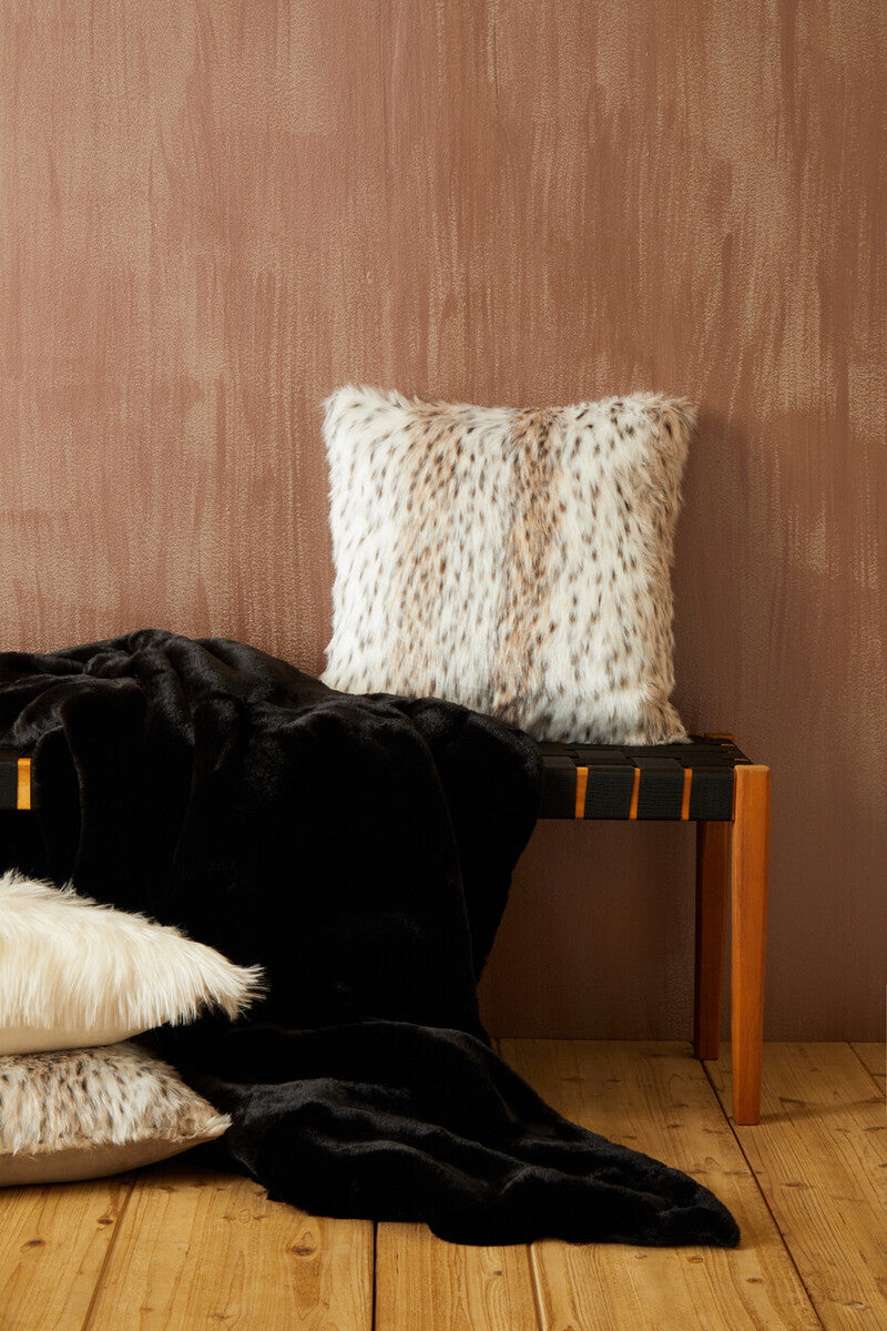 Orsina Lamina Black Faux Fur Throw – Luxury Soft Bed & Sofa Blanket