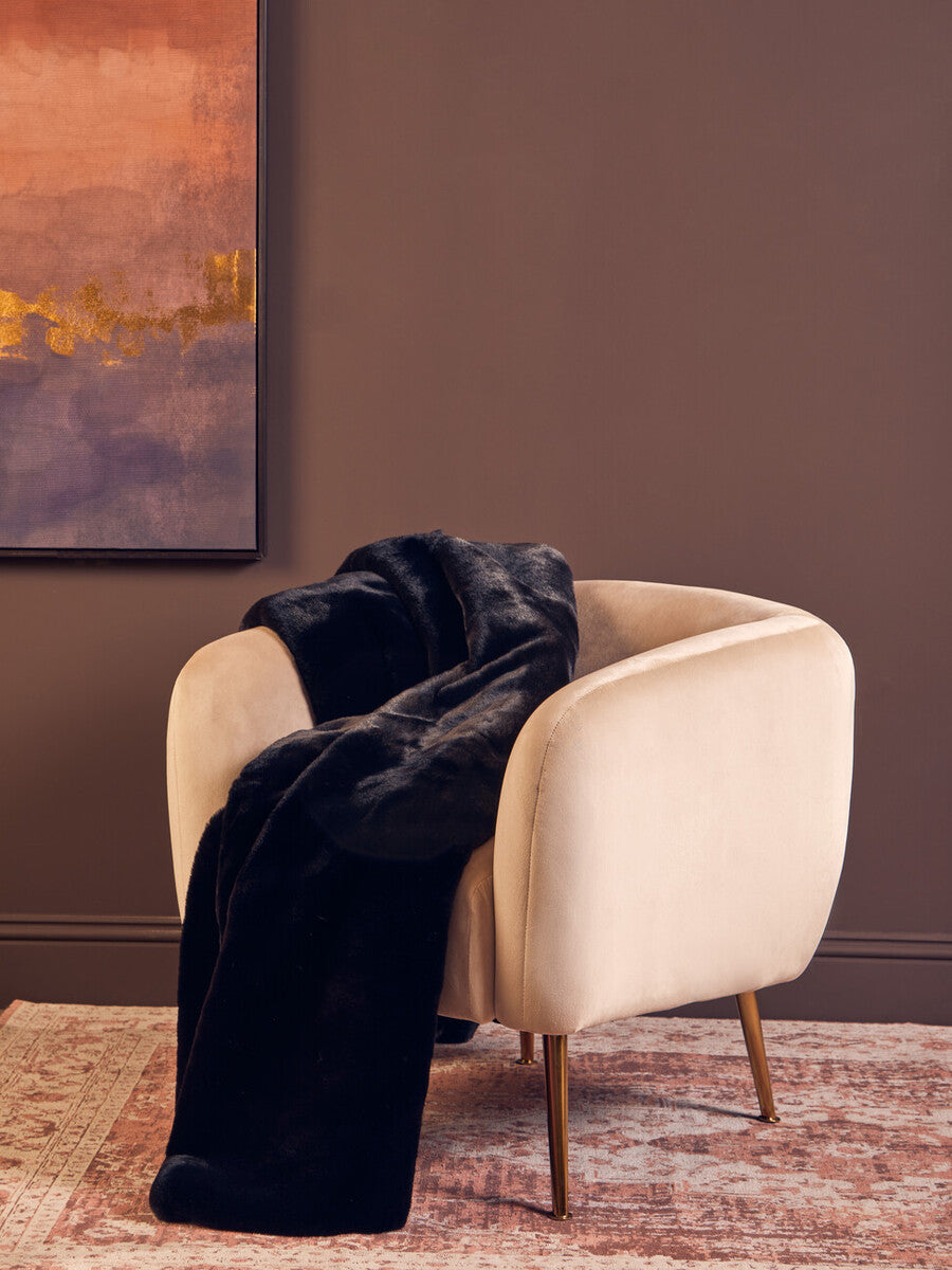 Orsina Lamina Black Faux Fur Throw – Luxury Soft Bed & Sofa Blanket