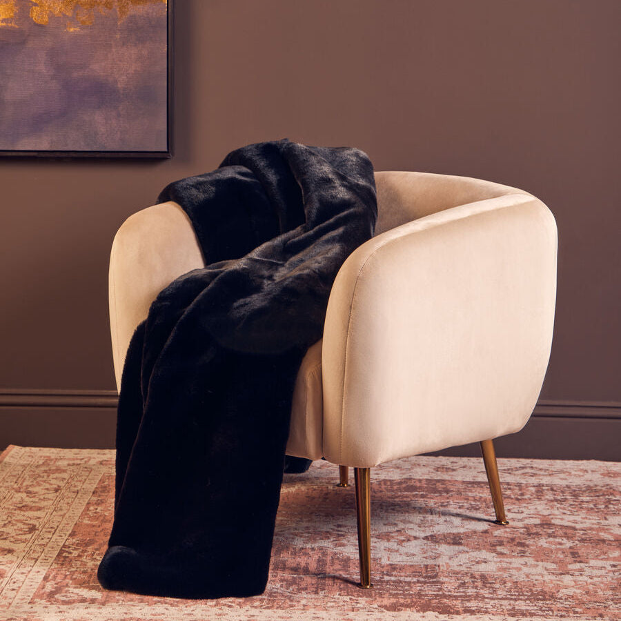 Orsina Lamina Black Faux Fur Throw – Luxury Soft Bed & Sofa Blanket