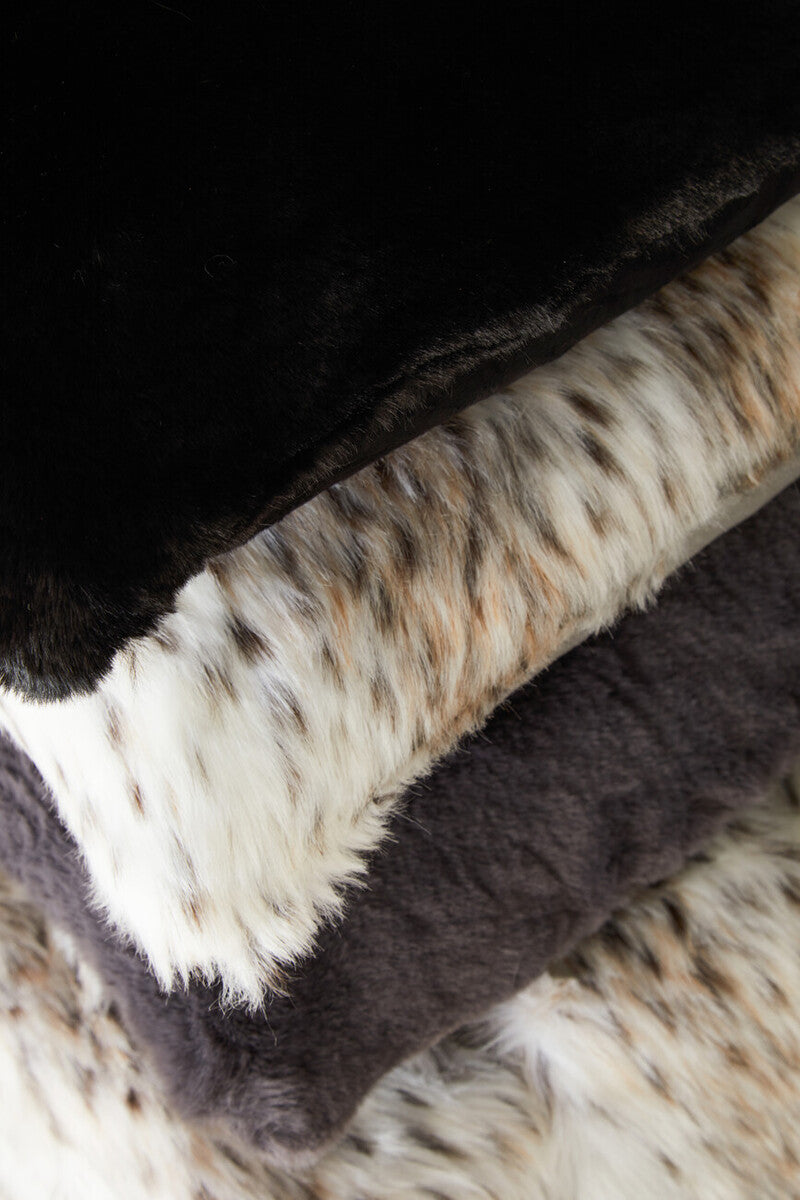 Orsina Lamina Black Faux Fur Square Cushion – Luxe Decorative Pillow