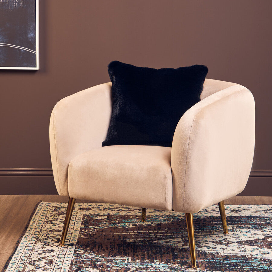Orsina Lamina Black Faux Fur Square Cushion – Luxe Decorative Pillow