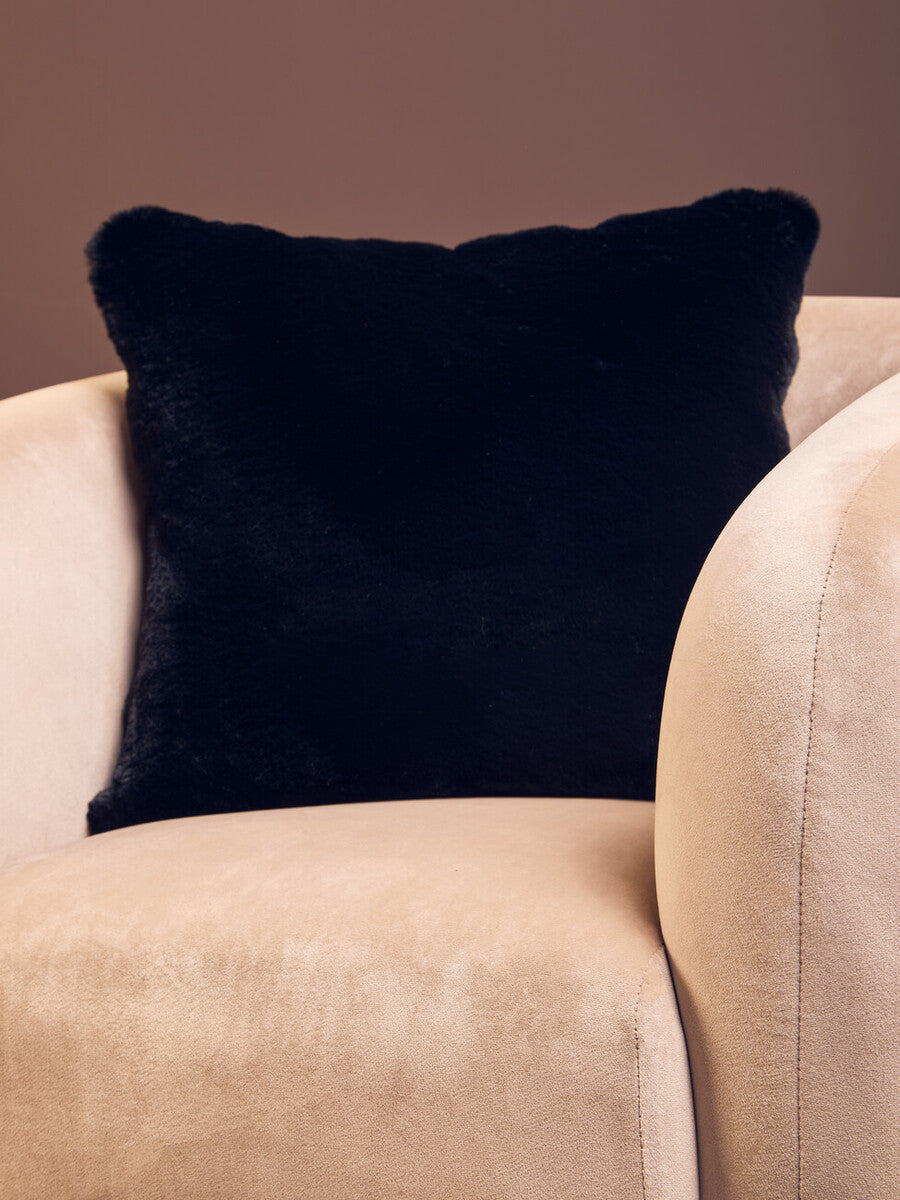 Orsina Lamina Black Faux Fur Square Cushion – Luxe Decorative Pillow