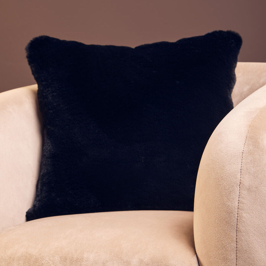 Orsina Lamina Black Faux Fur Square Cushion – Luxe Decorative Pillow
