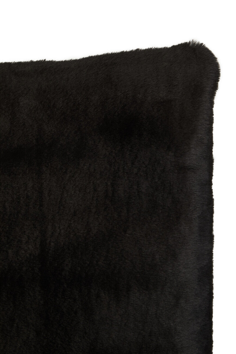Orsina Lamina Black Faux Fur Square Cushion – Luxe Decorative Pillow