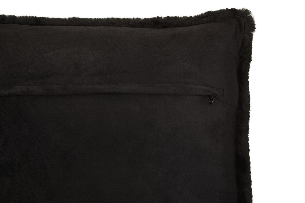 Orsina Lamina Black Faux Fur Square Cushion – Luxe Decorative Pillow