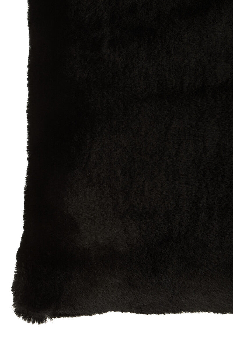 Orsina Lamina Black Faux Fur Square Cushion – Luxe Decorative Pillow