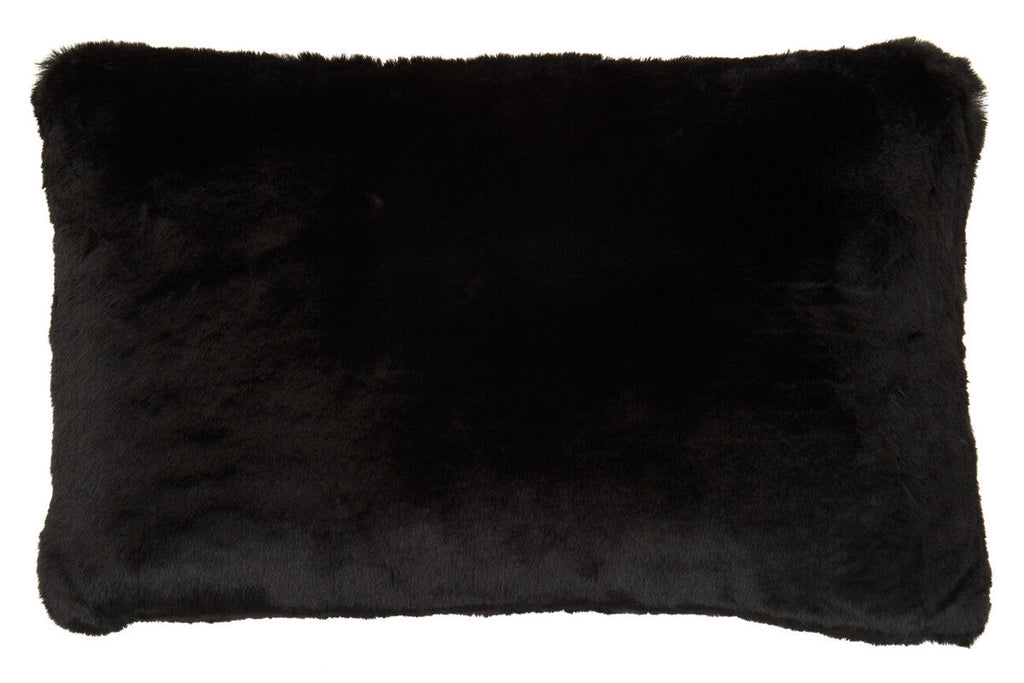 Orsina Bosie Lamina Black Faux Fur Rectangular Lumbar Cushion