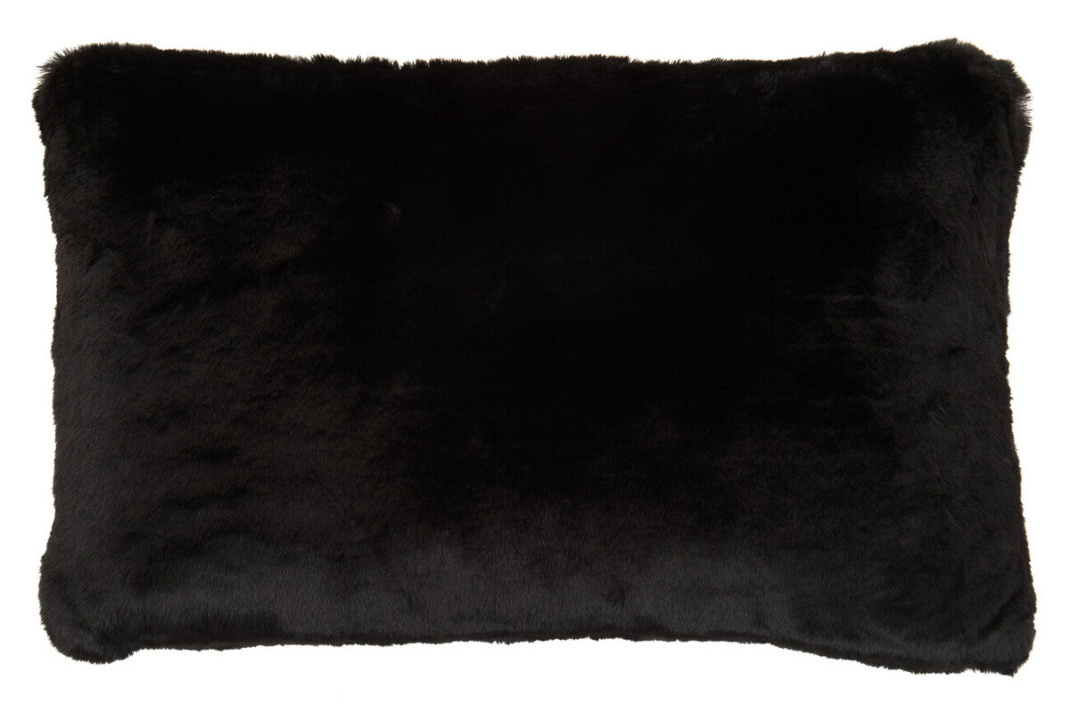 Orsina Bosie Lamina Black Faux Fur Rectangular Lumbar Cushion