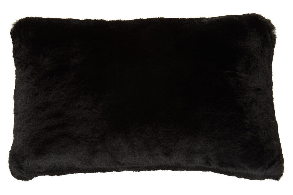 Orsina Bosie Lamina Black Faux Fur Rectangular Lumbar Cushion