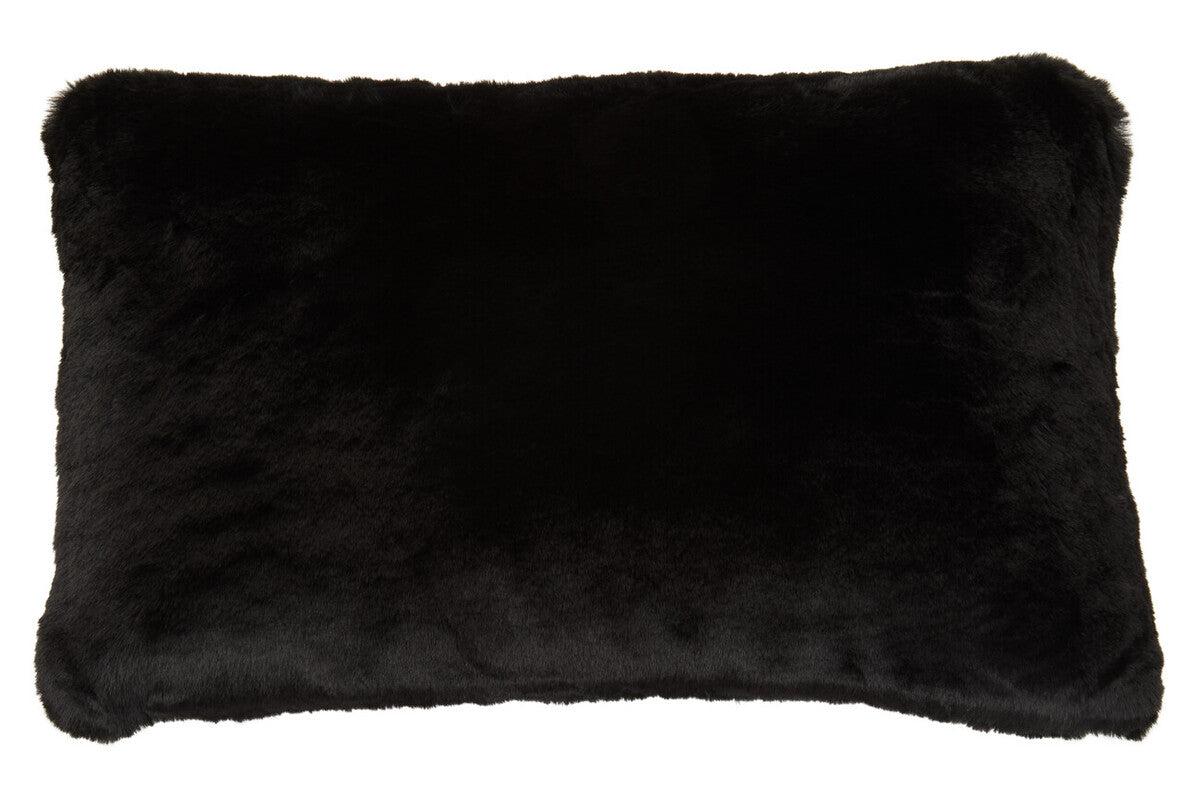 Orsina Bosie Lamina Black Faux Fur Rectangular Lumbar Cushion
