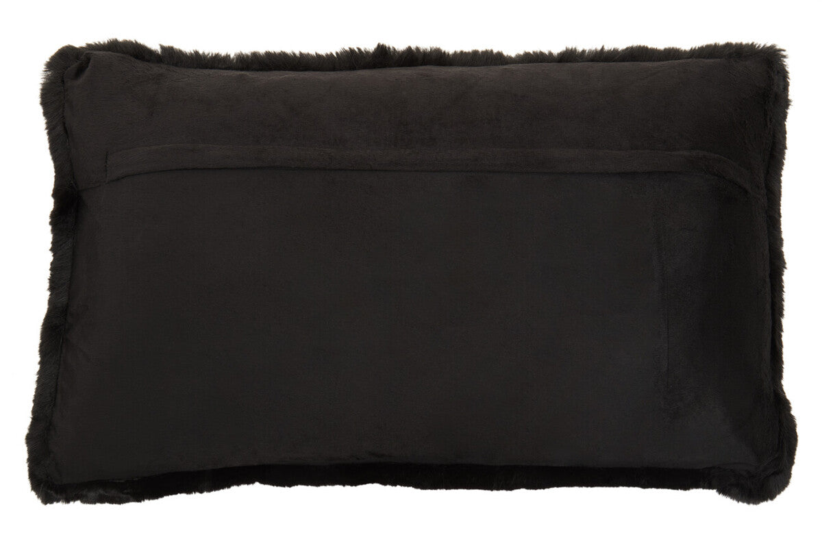 Orsina Bosie Lamina Black Faux Fur Rectangular Lumbar Cushion
