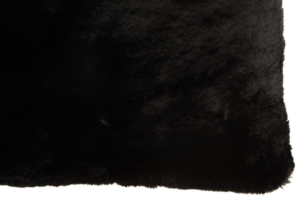 Orsina Bosie Lamina Black Faux Fur Rectangular Lumbar Cushion