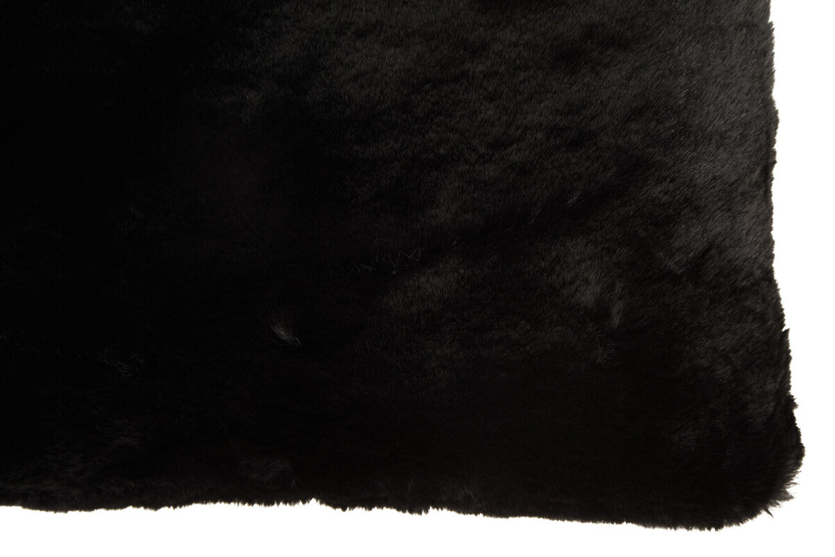 Orsina Bosie Lamina Black Faux Fur Rectangular Lumbar Cushion
