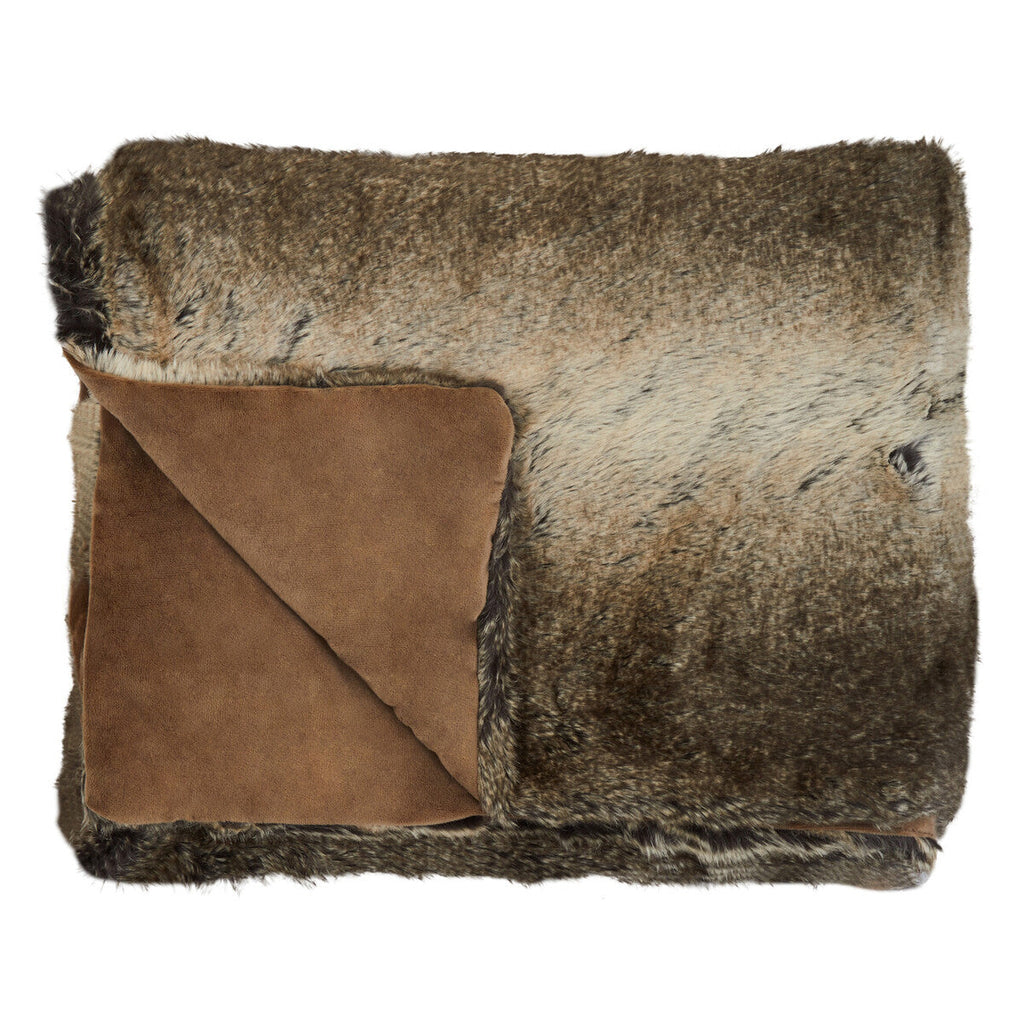 Orsina Bosie Lamina Mocha Ombre Faux Fur Throw | Luxury Plush Blanket