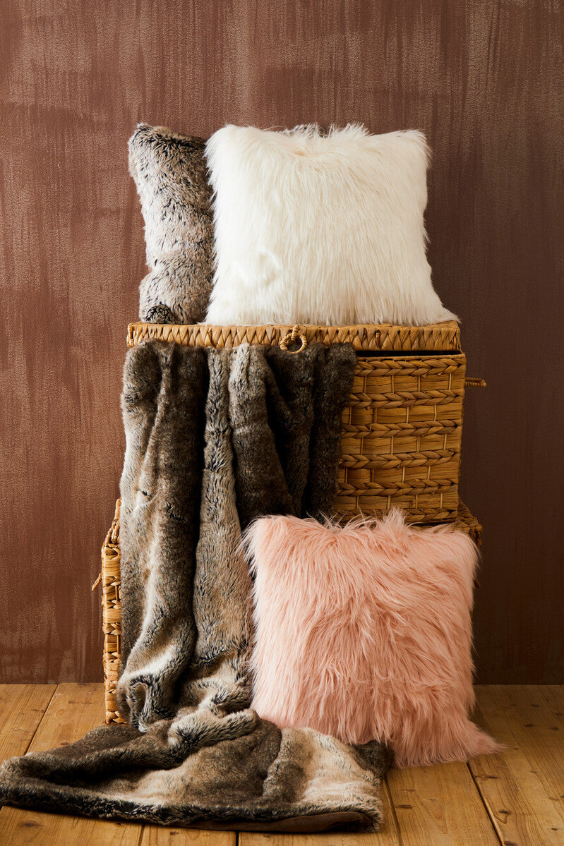 Orsina Bosie Lamina Mocha Ombre Faux Fur Throw | Luxury Plush Blanket