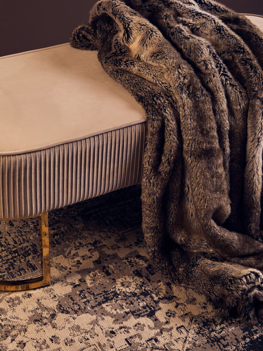 Orsina Bosie Lamina Mocha Ombre Faux Fur Throw | Luxury Plush Blanket