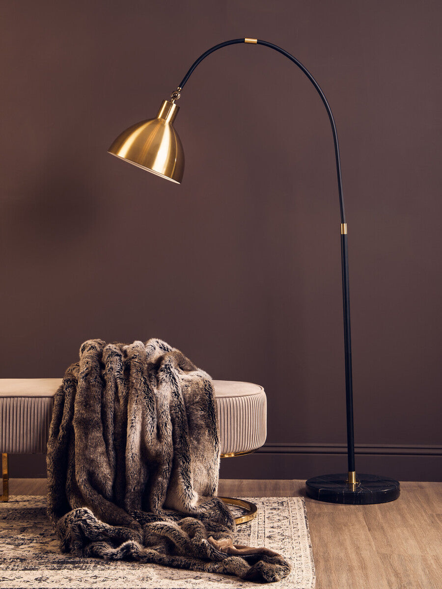 Orsina Bosie Lamina Mocha Ombre Faux Fur Throw | Luxury Plush Blanket