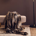 Orsina Bosie Lamina Mocha Ombre Faux Fur Throw | Luxury Plush Blanket